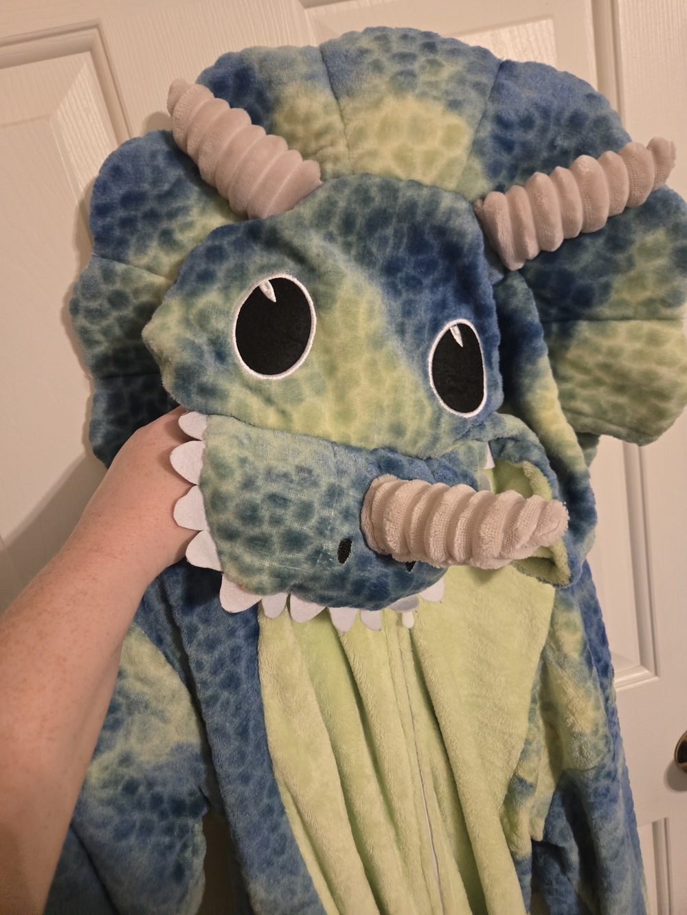 Amazon ADULT LARGE Blue and Green Dinosaur Hooded Costume